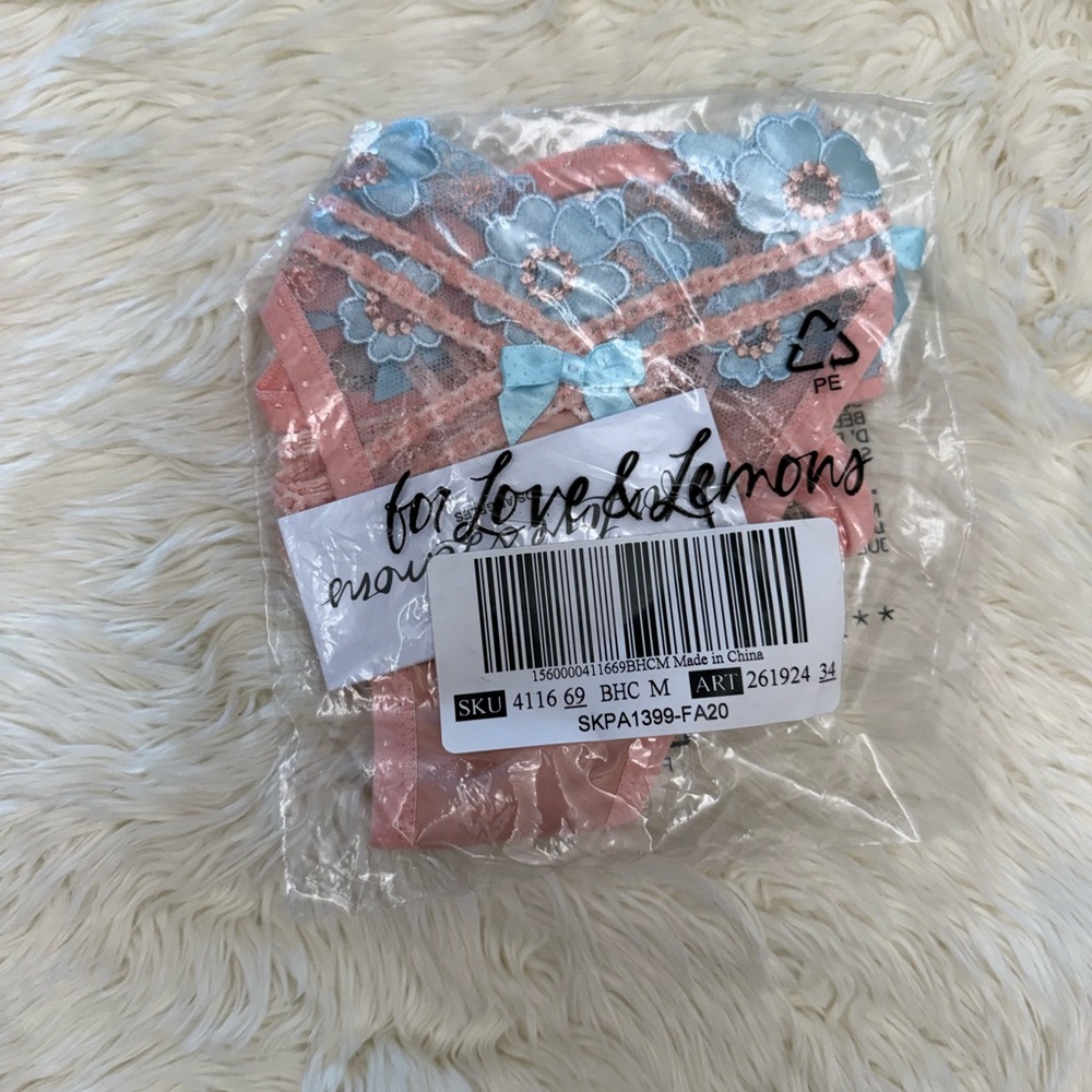 For Love And Lemons Aurora Pink and Blue Lace Panties - Picture 2 of 5